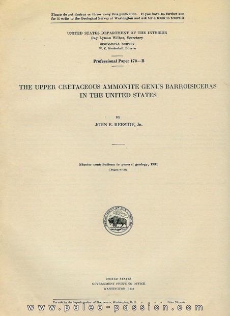 THE UPPER CRETACEOUS AMMONITES GENUS BARROISICERAS IN THE UNITED STATES