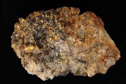 Or natif, Brannerite, Quartz, La Gardette Mine, FRANCE