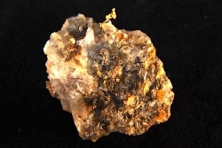 Or natif, Brannerite, Quartz, La Gardette Mine, FRANCE