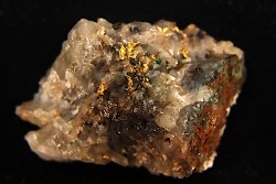 Or natif, Brannerite, Quartz, La Gardette Mine, FRANCE