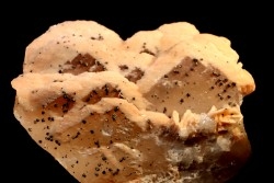 Baryte rose et Chalcopyrite sur galène - mine d'Oumjrane, région d'Alnif, Maroc