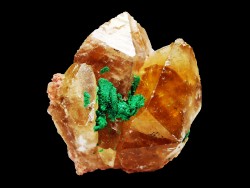 Calcite with malachite from Mali